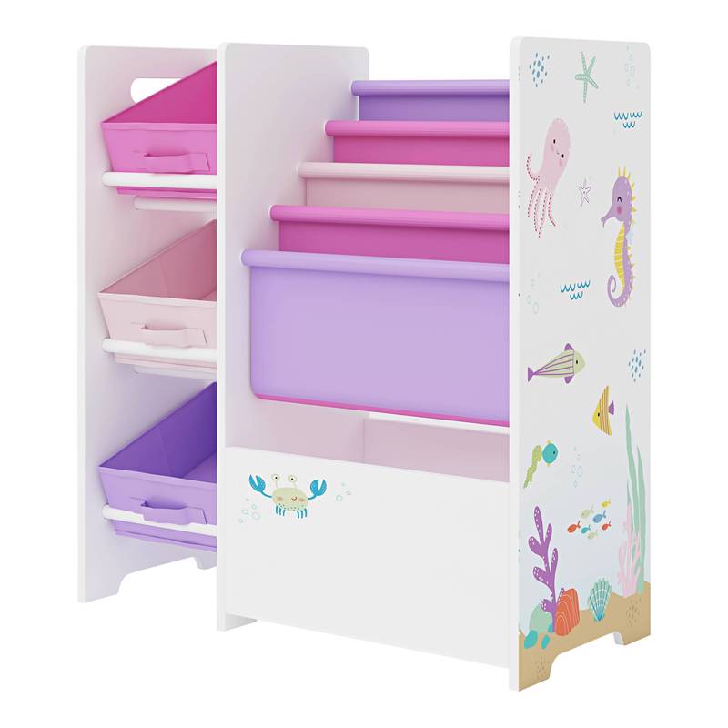 Étagère pour enfants 'Vimianzo avec 5 compartiments et 3 boîtes — Monptitlou