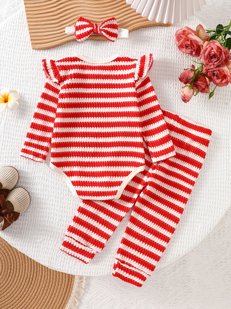 Ensemble rayé d'automne pour petites filles — Monptitlou