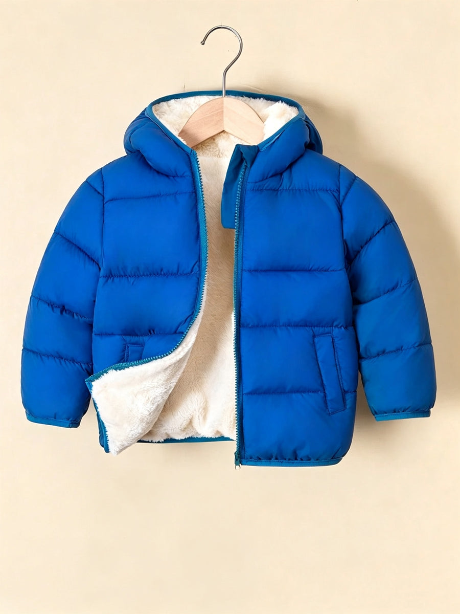 Veste d'hiver à capuche pour garçons, veste chaude légère en polaire