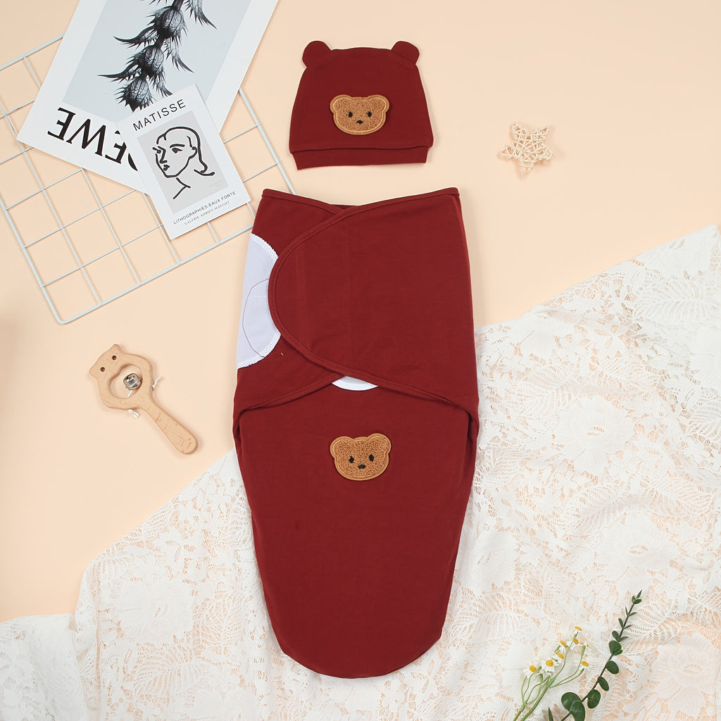 Ensemble Bébé Pure : Doublure et Bonnet, Motif Ours — Monptitlou
