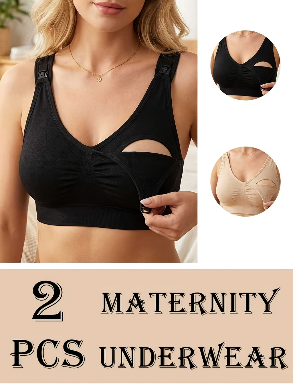 2 soutiens-gorge d'allaitement sans armature pour femmes — Monptitlou