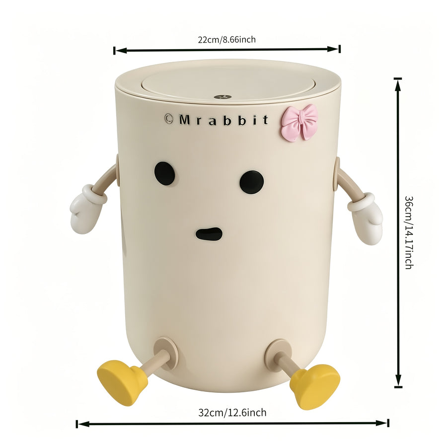 Poubelle à dessus ouvert CM Lapin, 1pc, Blanche, Poubelle en plastique — Monptitlou