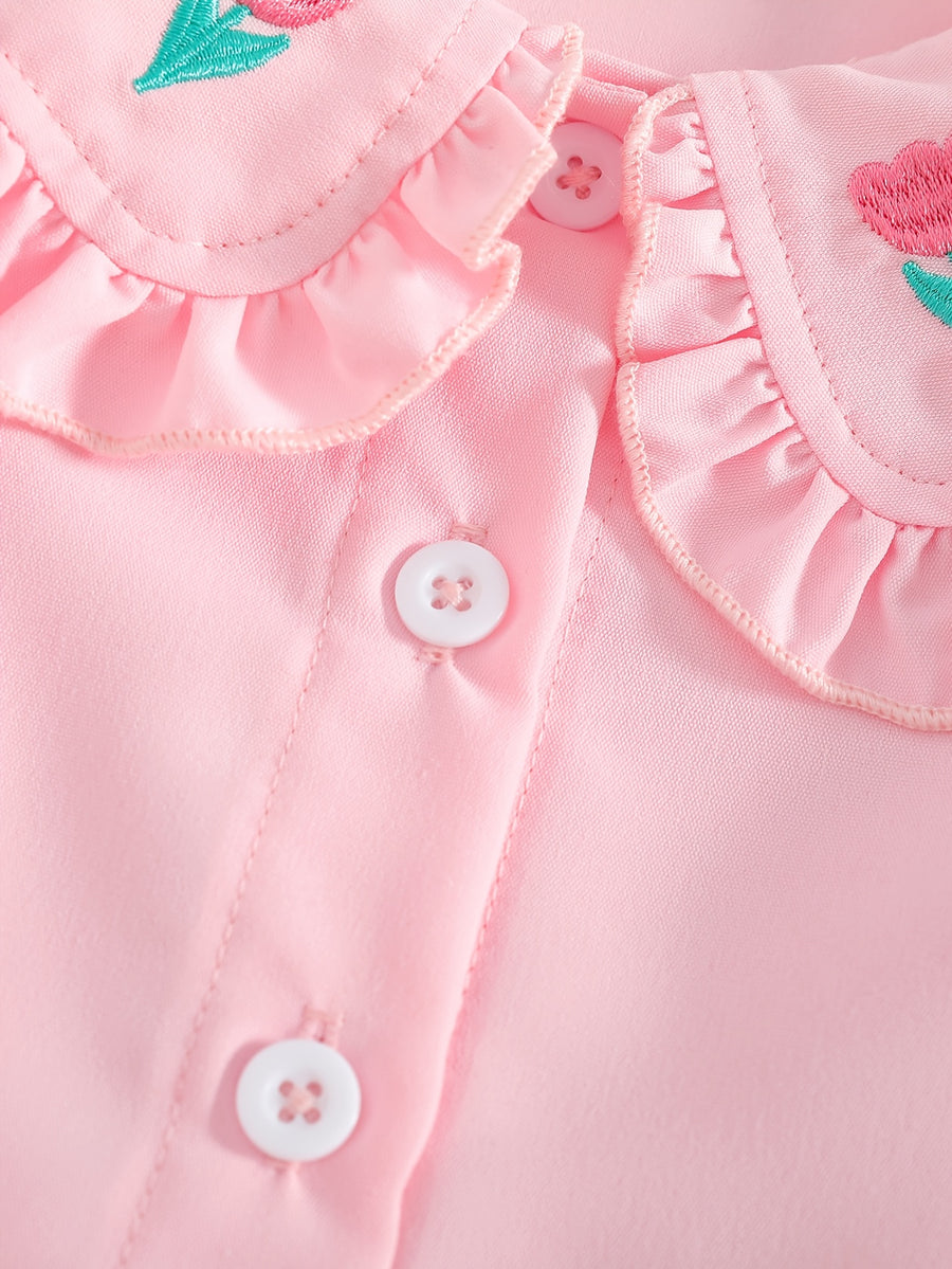 Chemise d'été à col poupée pour filles — Monptitlou