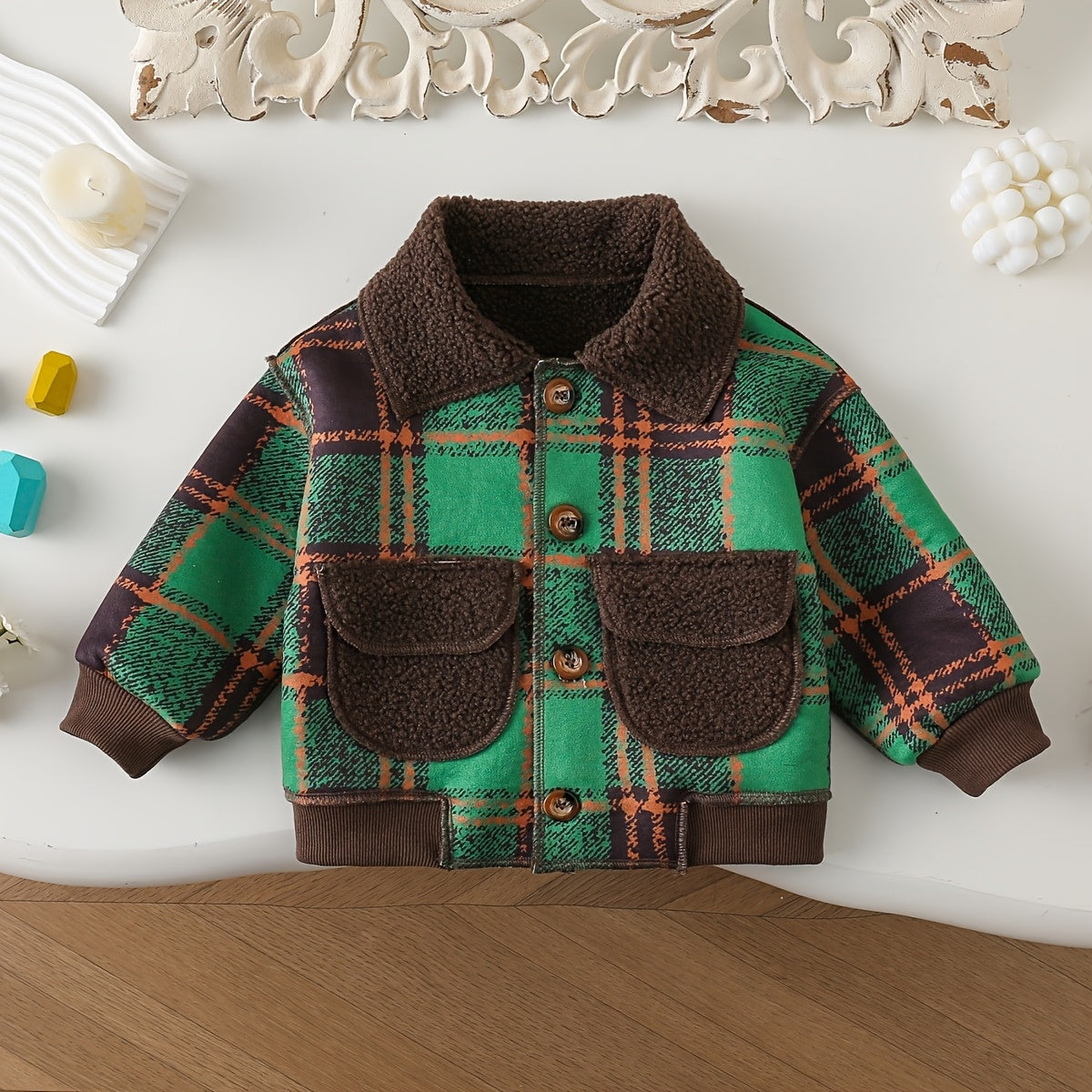 Veste à Revers Classique Unisexe pour Bébé à Carreaux pour — Monptitlou Image