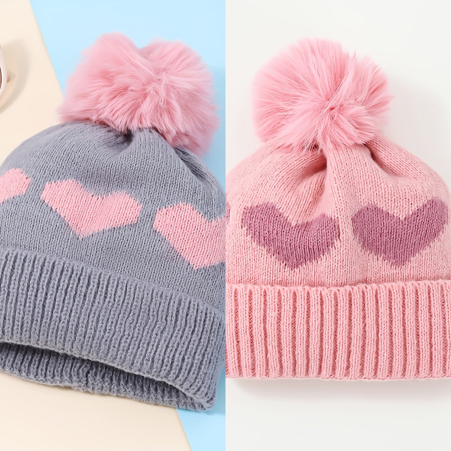Bonnet d'hiver pour bébé, tricot jacquard épais double épaisseur avec — Monptitlou