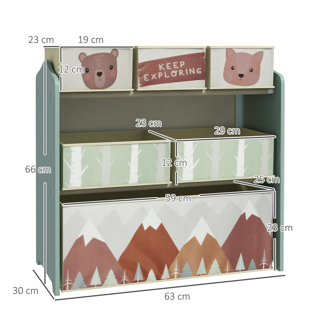 Commode enfant à 6 boîtes en tissu, motif montagne — Monptitlou