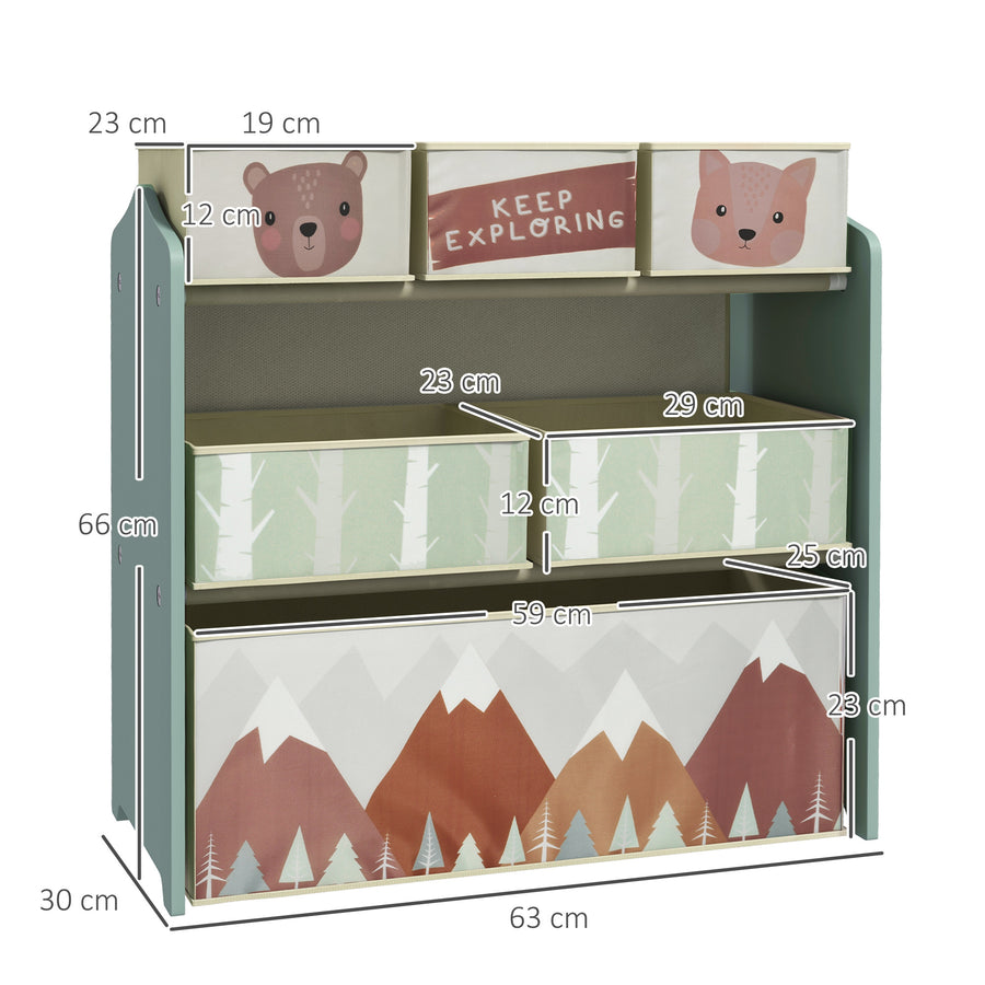 Commode enfant à 6 boîtes en tissu, motif montagne — Monptitlou