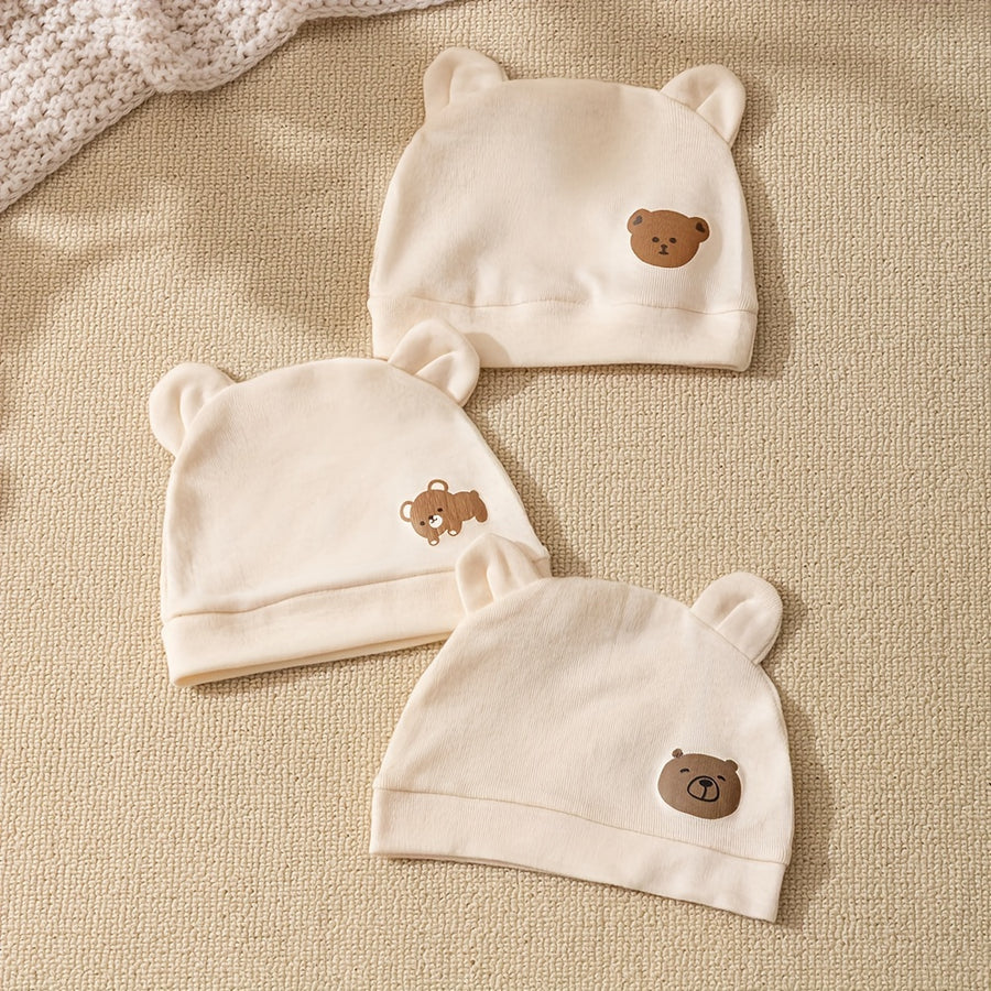 Bonnets pour bébé, avec des oreilles de ours mignons — Monptitlou