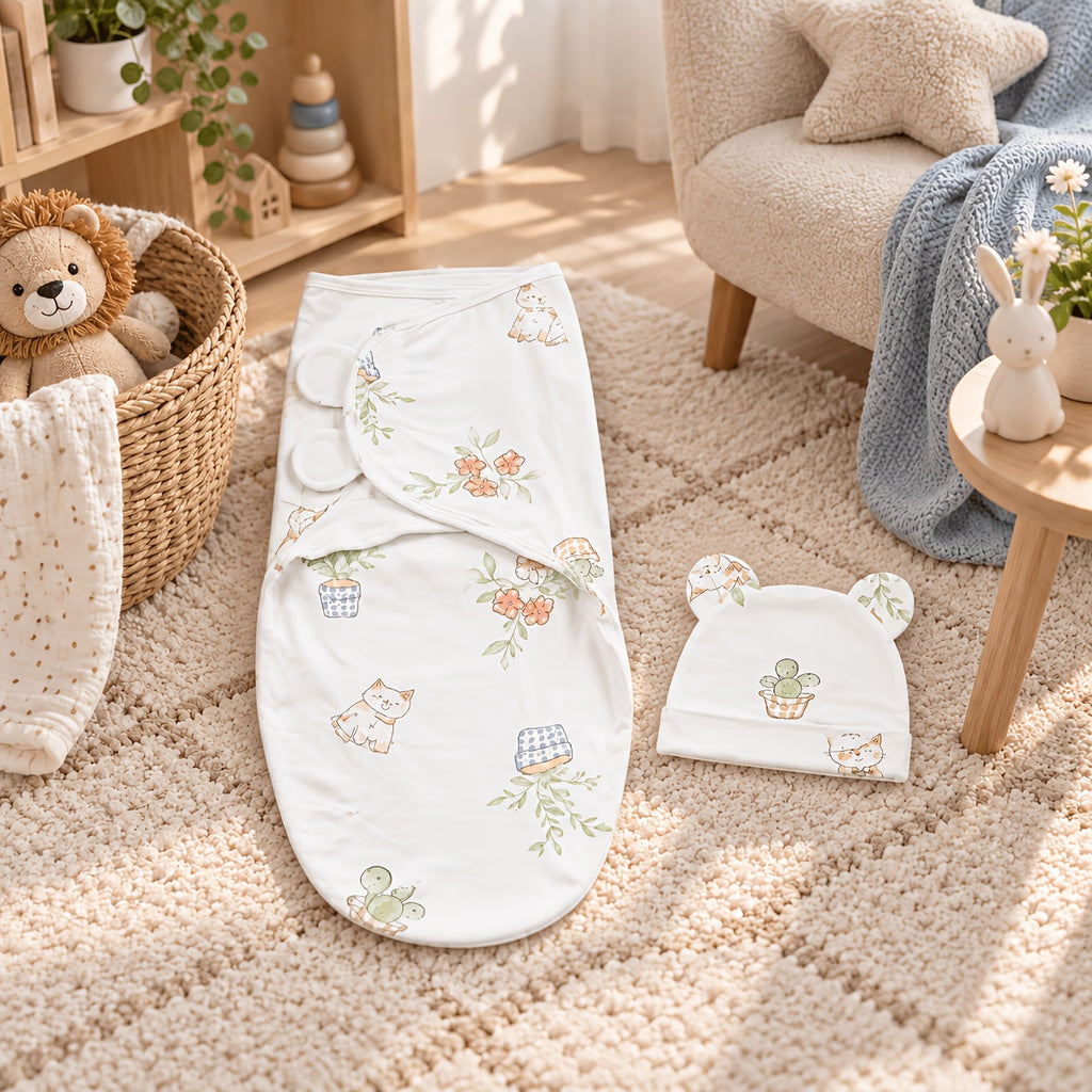 Ensemble de suédois pour nouveau-né avec bonnet à oreilles d'ours — Monptitlou