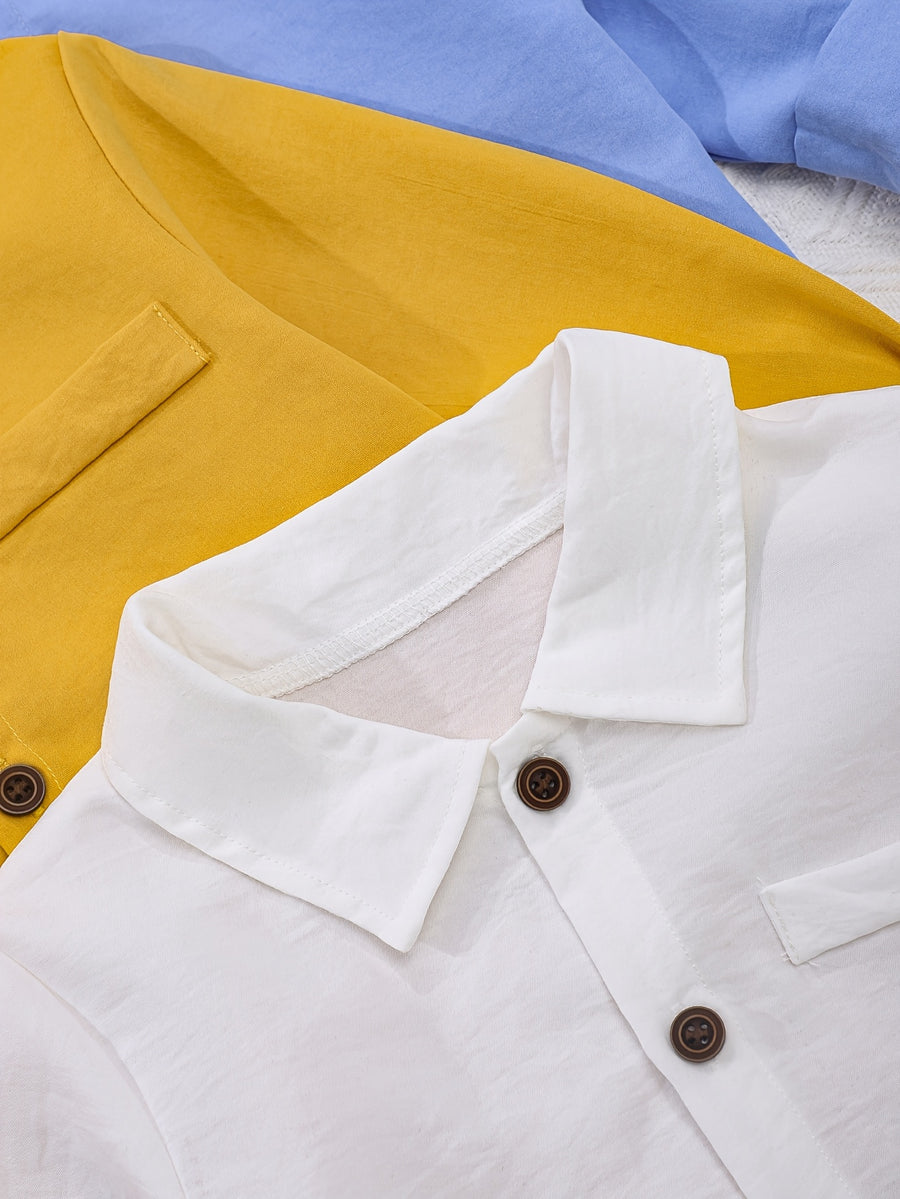 Chemises à col décontractées street style couleurs dopamine pour — Monptitlou