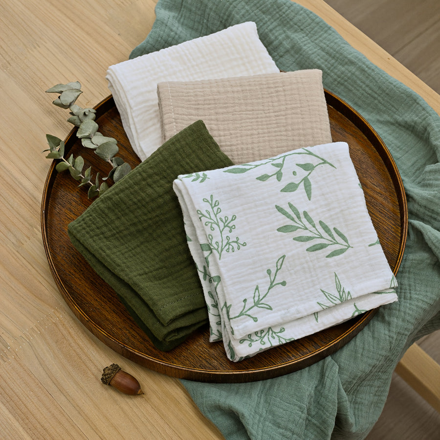 Lot de 5 langes bébé en mousseline, 7 motifs — Monptitlou