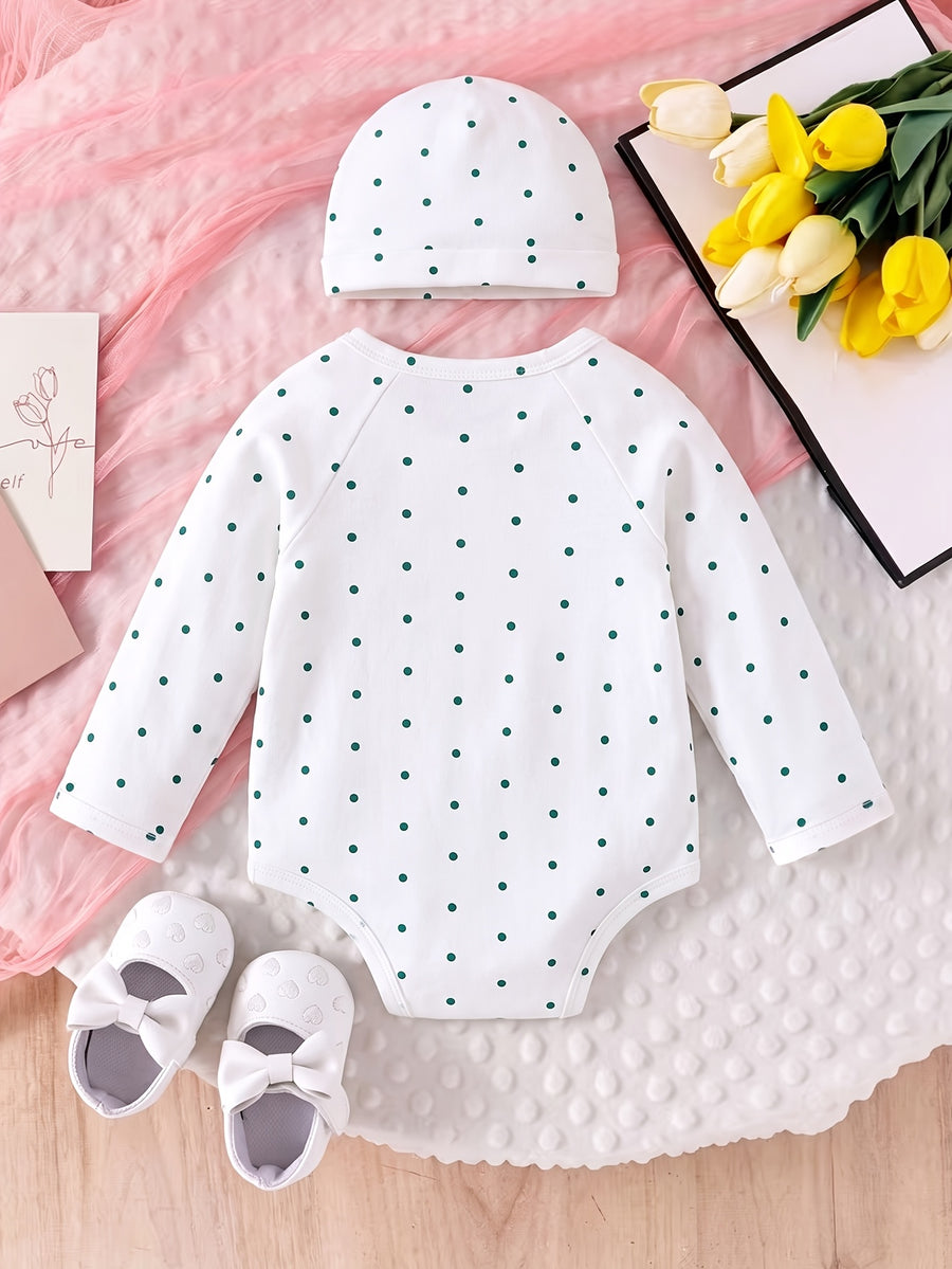 Ensemble 2 pièces Printemps/Automne pour bébé : bandeau à nœud à pois — Monptitlou
