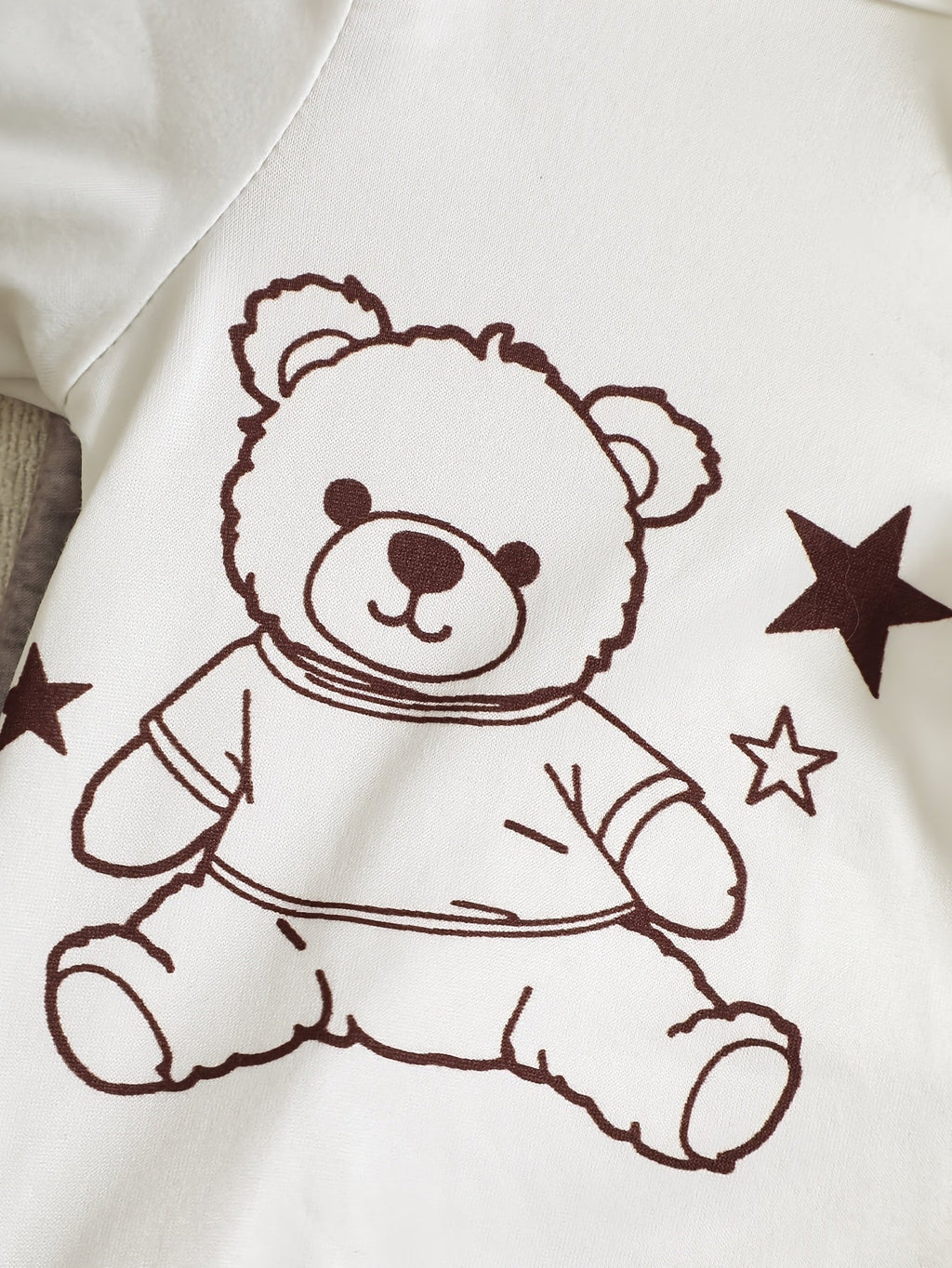 Body pour nouveau-né : rayé marron-gris + imprimé intégral petit ours + — Monptitlou