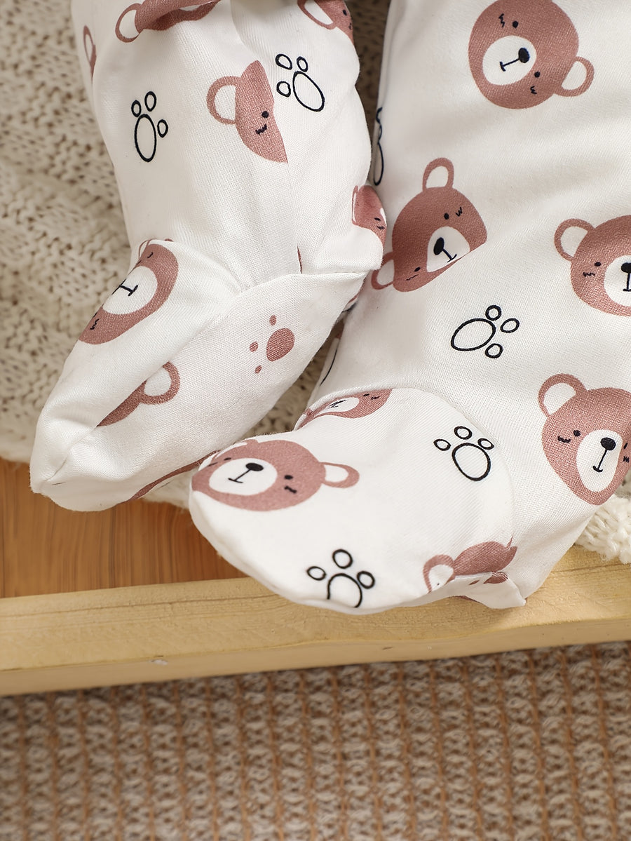 Ensemble cadeau pour bébé : Nouveau-né, ours boutonné, manches longues — Monptitlou