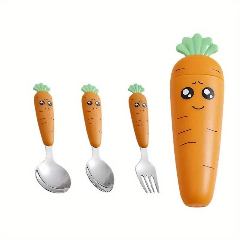 Set de couverts pour enfants motif carotte cartoon — Monptitlou
