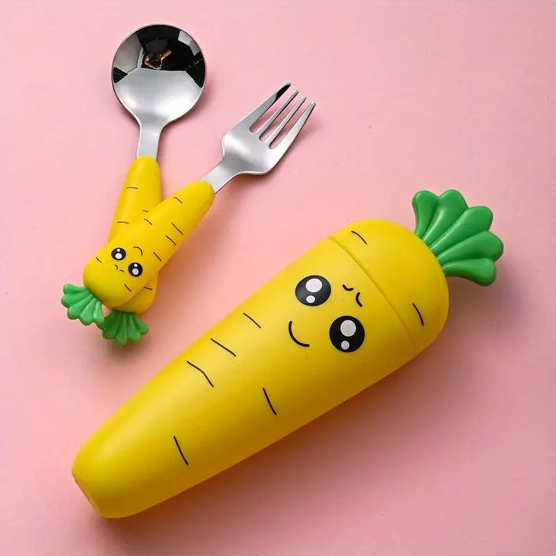 Set de couverts pour enfants motif carotte cartoon — Monptitlou