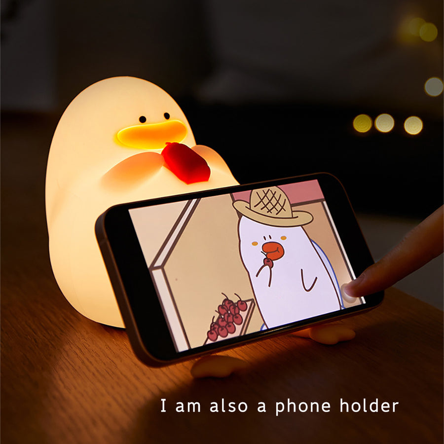 Lampe de chevet en silicone mignon canard avec lumière douce changeante — Monptitlou