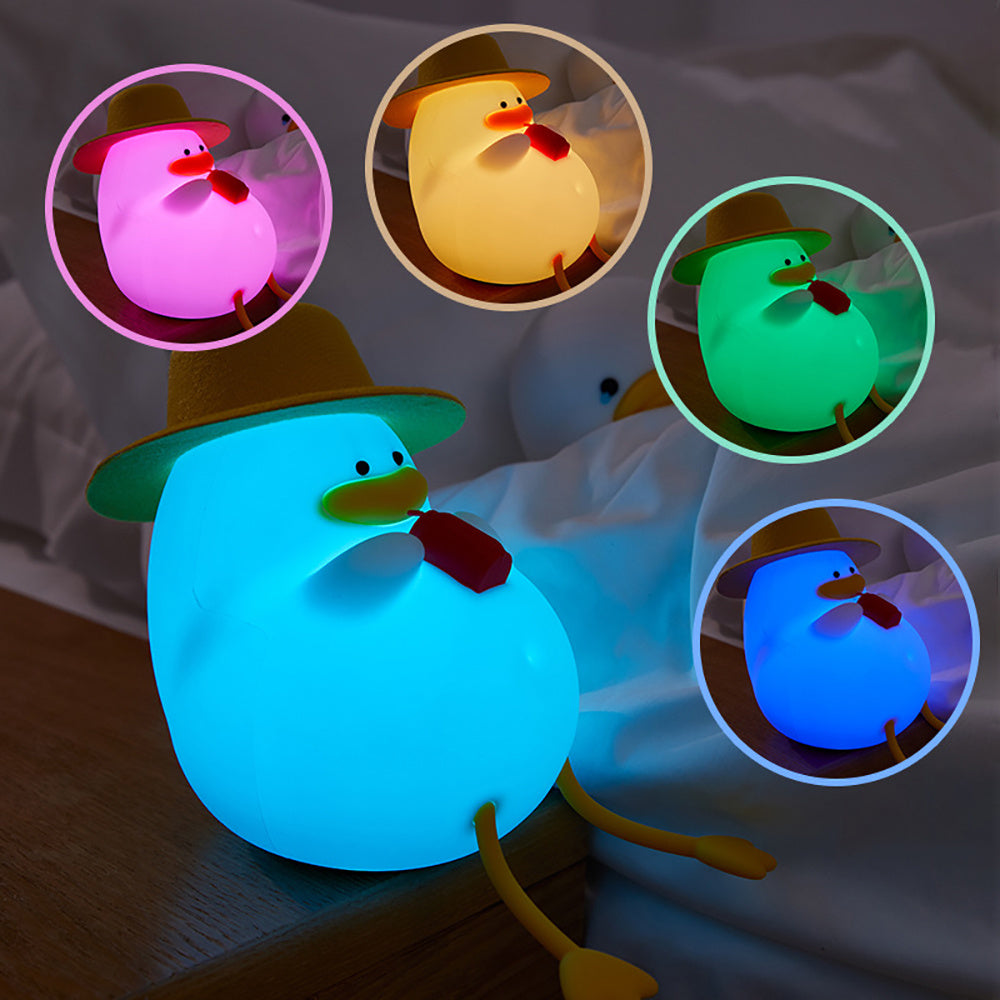 Lampe de chevet en silicone mignon canard avec lumière douce changeante — Monptitlou