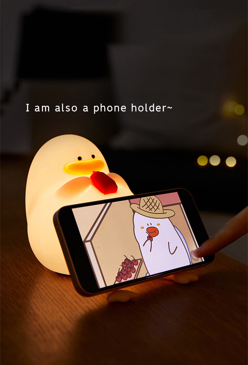 Lampe de chevet en silicone mignon canard avec lumière douce changeante — Monptitlou Image