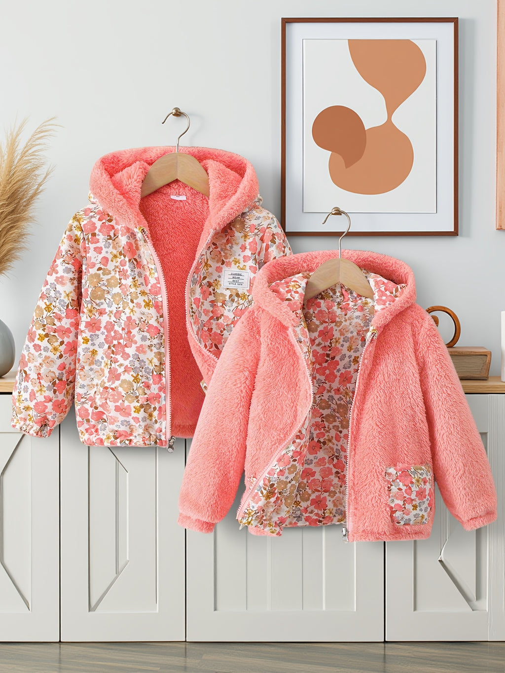 Veste cardigan zippée à capuche à manches longues réversible