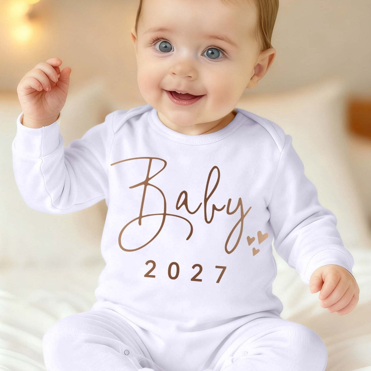 Barboteuse à pieds pour nouveau-né BABY 2027 avec imprimé lettre — Monptitlou Image