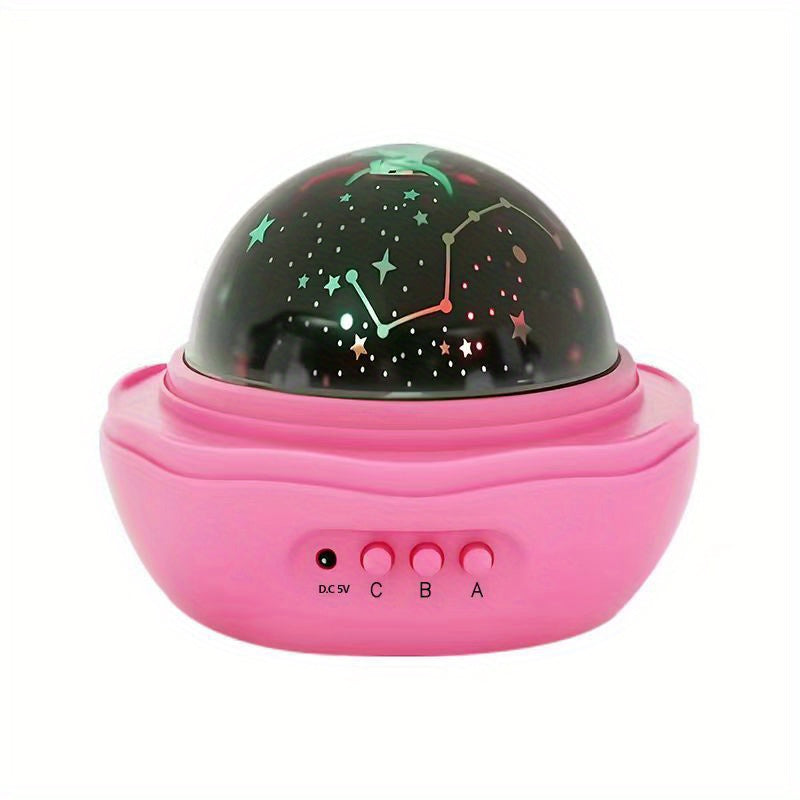 Lampe de nuit étoile et lune rose, projection rotative à 360 degrés — Monptitlou Image