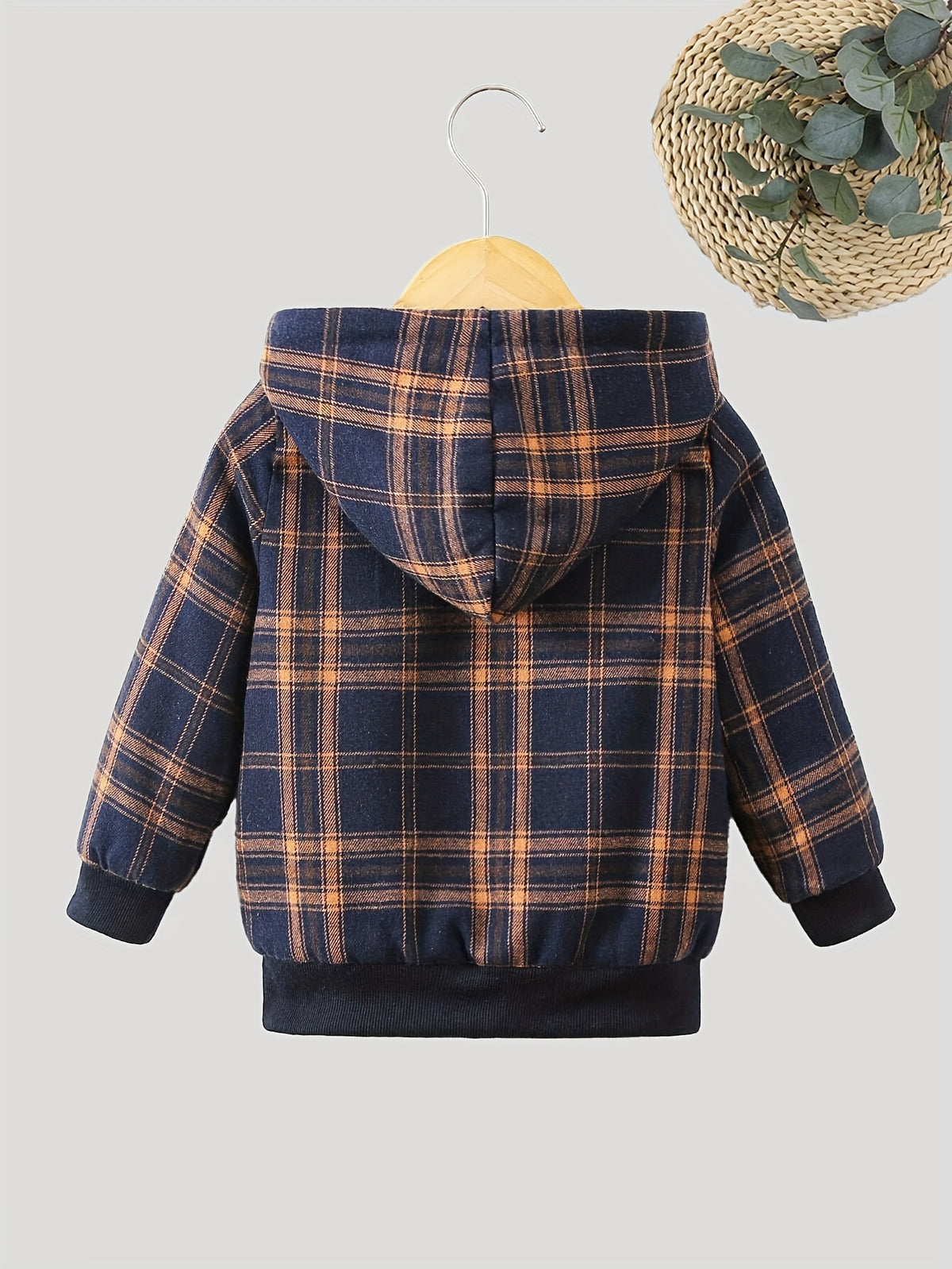 Veste à capuche épaisse doublée en polaire à imprimé carreaux pour — Monptitlou Image