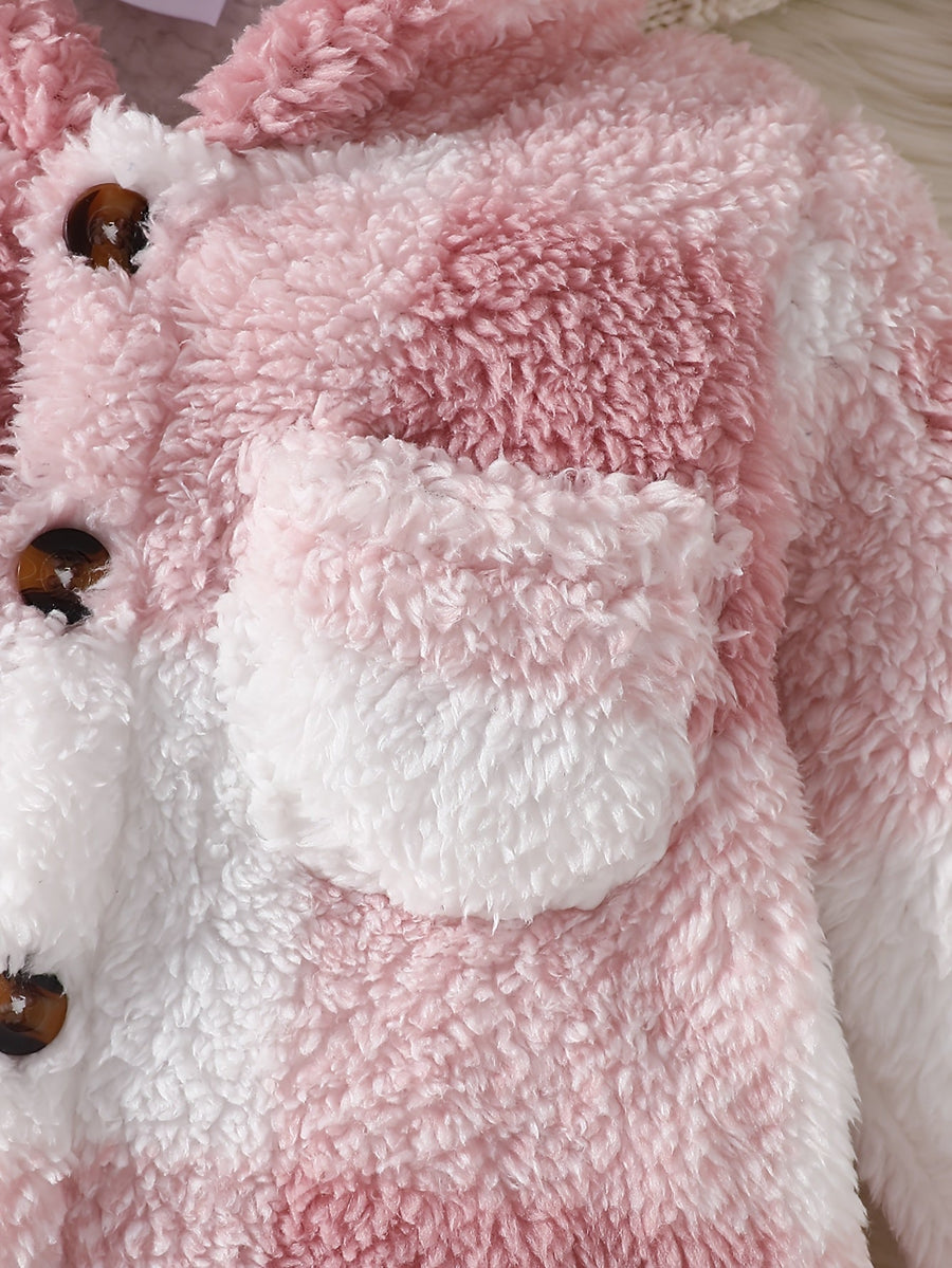 Grenouillère à capuche pour bébé fille en peluche à carreaux roses de — Monptitlou