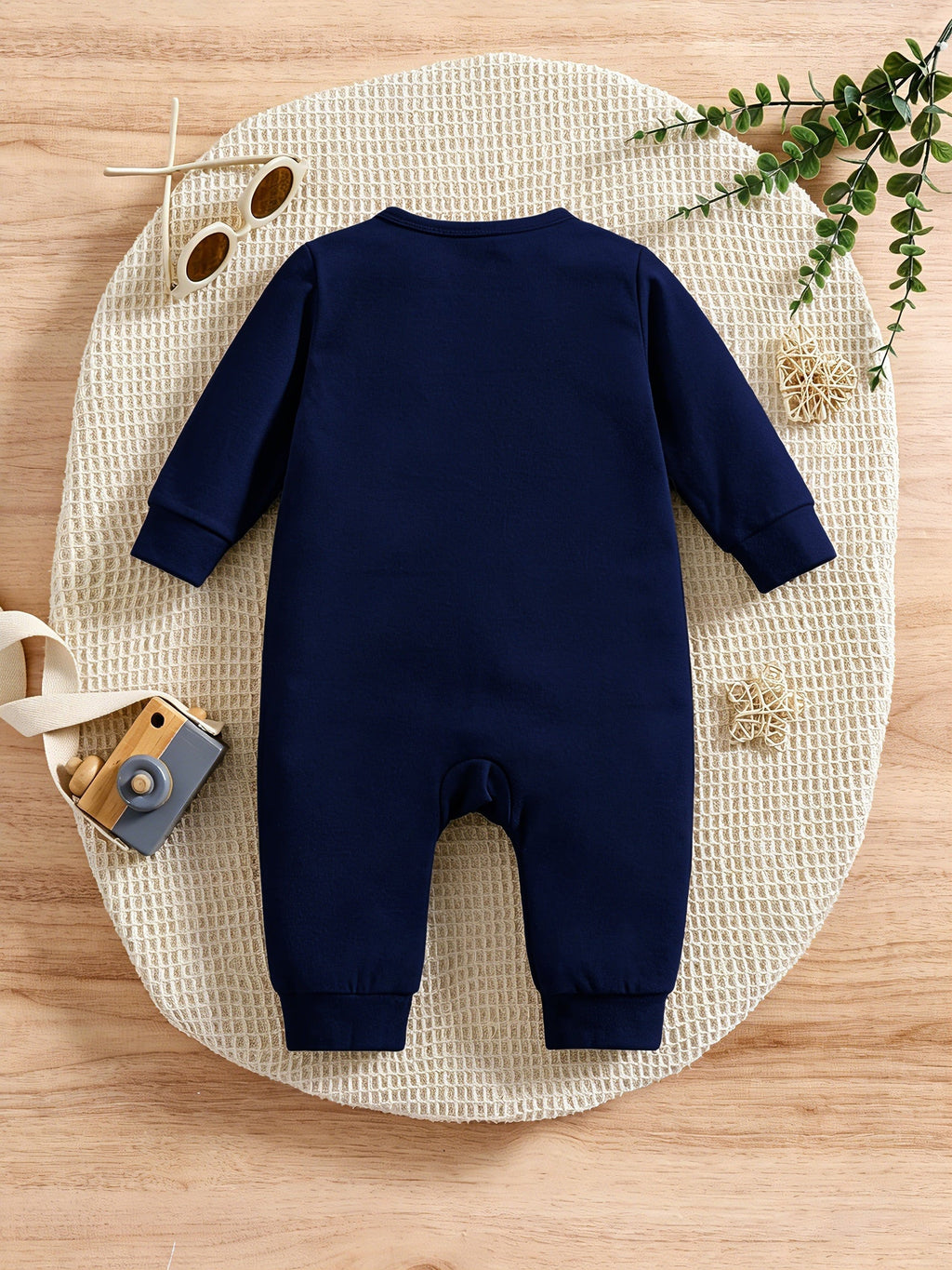 Body bébé manches longues à col incliné et imprimé lettré, grenouillère, combinaison rampante pour nouveau-né, pyjama un