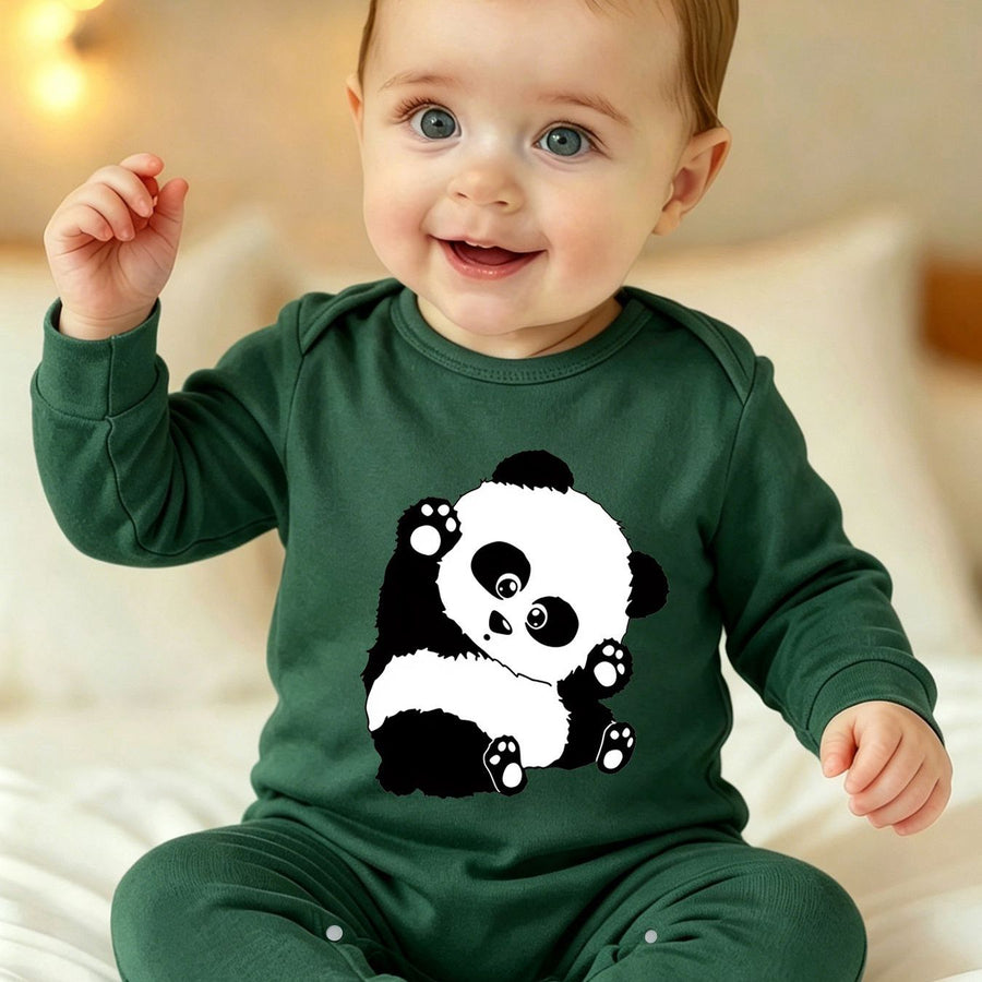 Barboteuse à pieds pour nouveau-né avec imprimé dessin animé "Panda — Monptitlou