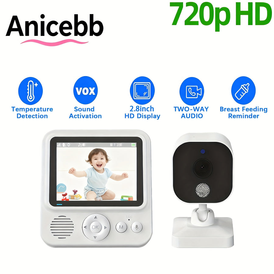 Écran vidéo IPS de 7,11 cm avec audio bidirectionnel, 8 berceuses — Monptitlou