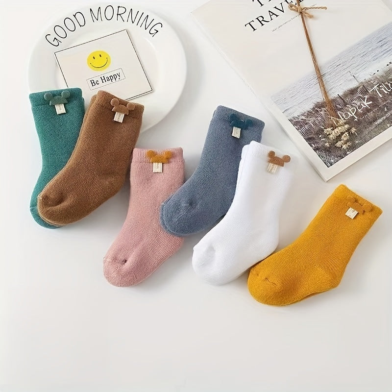 6/3 Paires de Chaussettes Bébé Dessin Animé Mignon Hiver Polaire Épais — Monptitlou