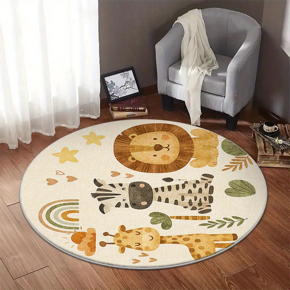 Tapis de jeu motif animaux de dessin animé en flanelle douce pour — Monptitlou