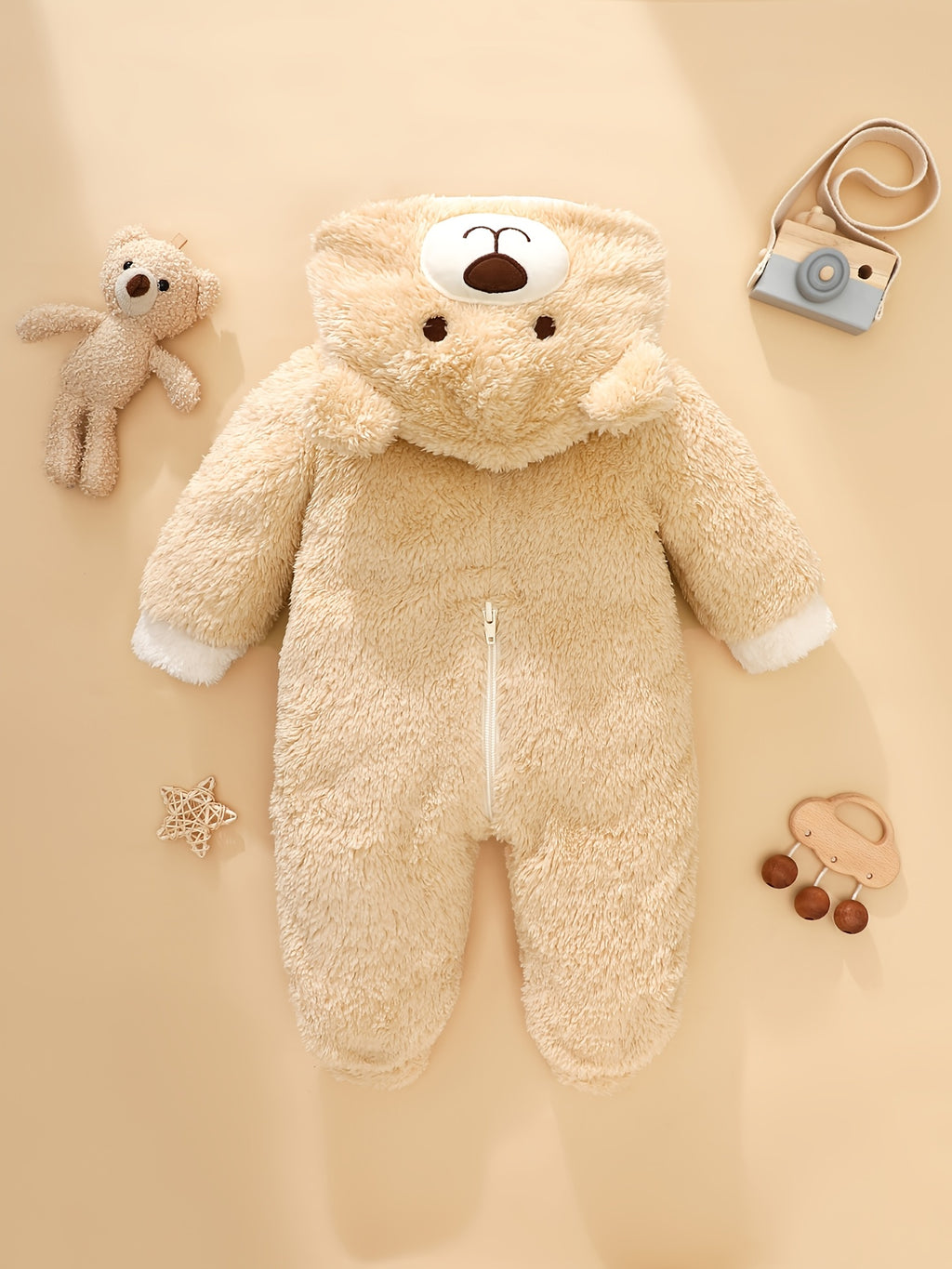 Grenouillère polaire à capuche ourson, 0 à 1 an — Monptitlou