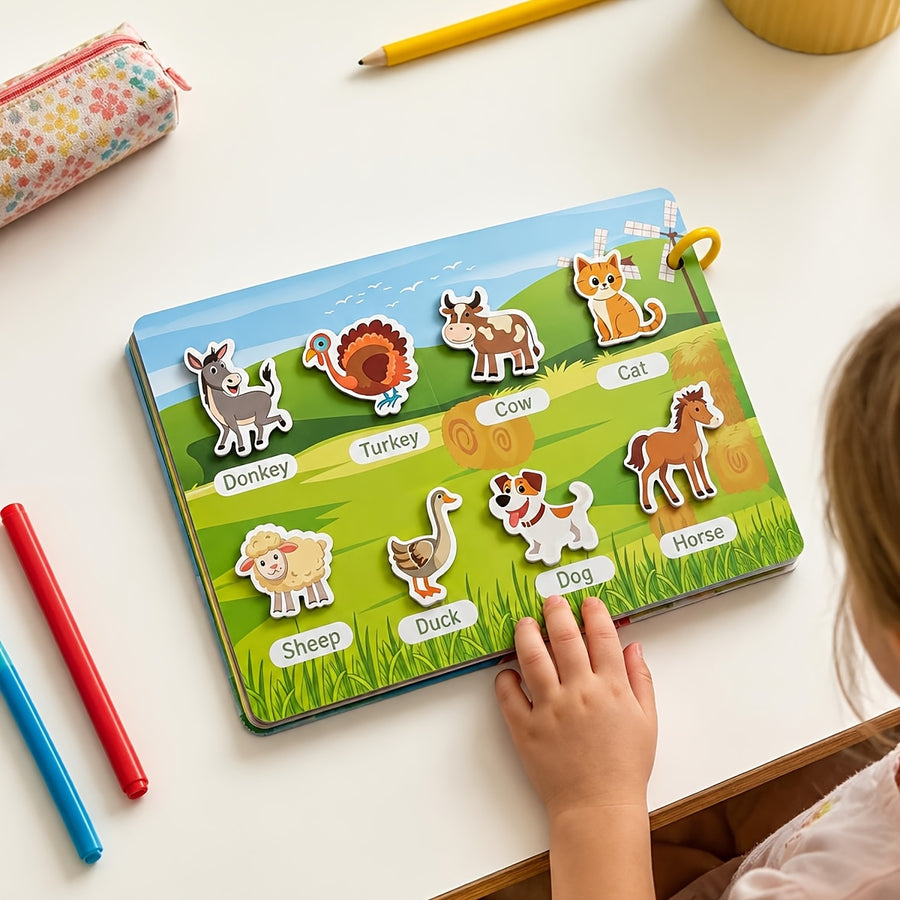 Livre d'activités autocollants interactif pour l'apprentissage précoce — Monptitlou