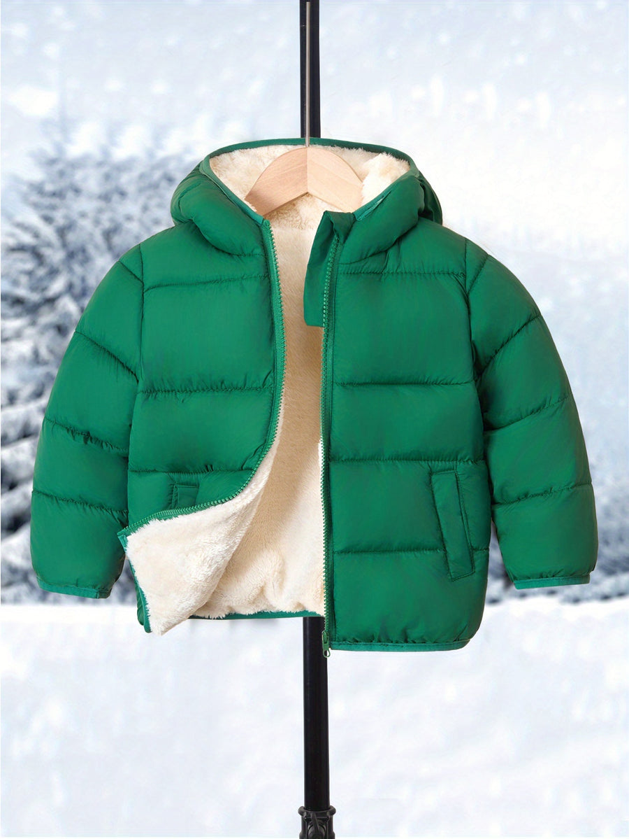 Veste d'hiver à capuche pour garçons, veste chaude légère en polaire — Monptitlou