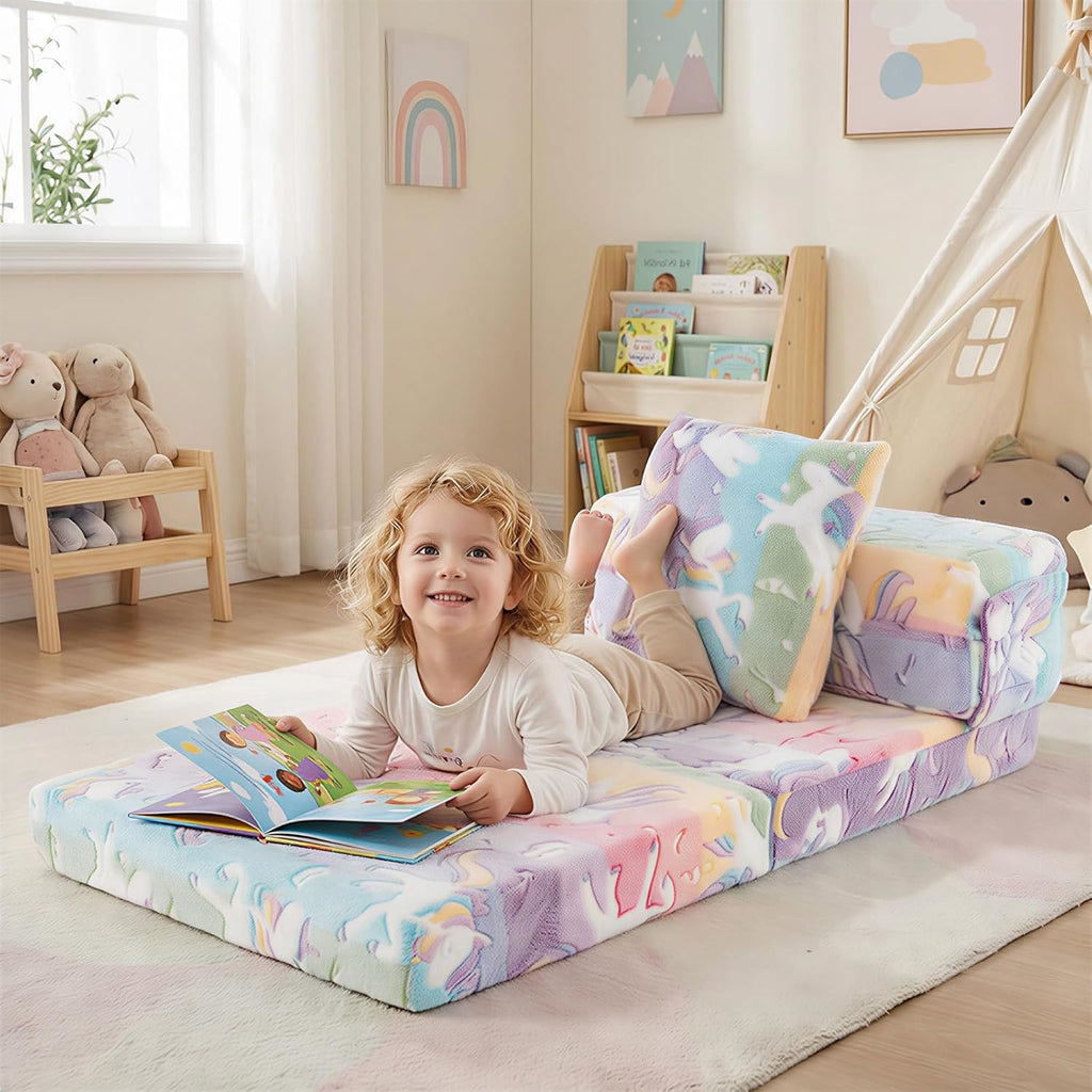 Canapé pour Enfants, Canapé-lit Pliant 3-en-1 avec Housses Zippées — Monptitlou