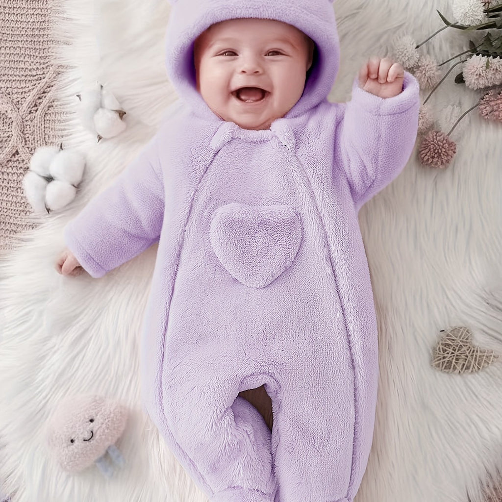 Combinaison bébé fille en peluche violette pour automne hiver — Monptitlou