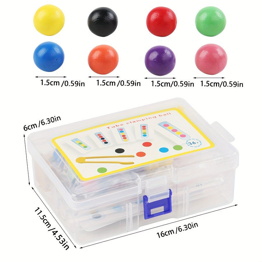 Jeu Éducatif en Bois à 5 Tubes Transparents pour le Tri de Perles — Monptitlou