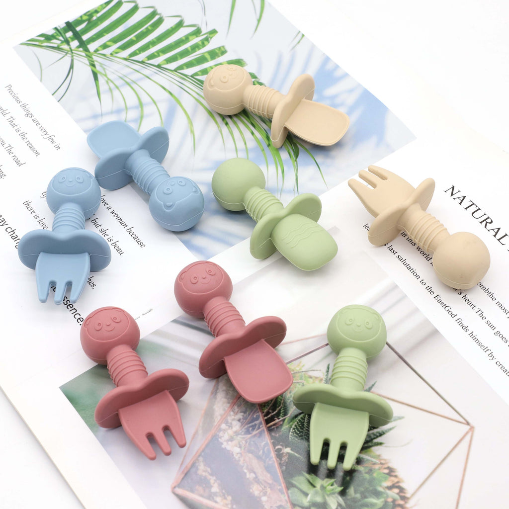 Ensemble de couverts cuillère et fourchette courte pour alimentation — Monptitlou