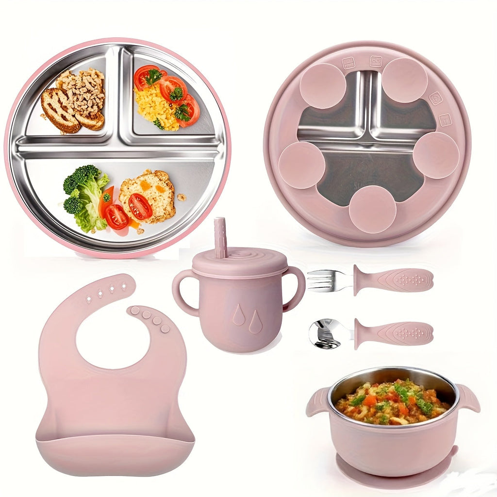 Lot de fourchette-cuillère en acier inoxydable avec ventouse en — Monptitlou