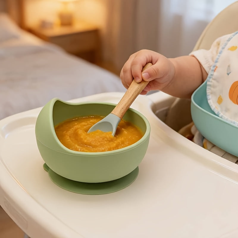 Bol et cuillère pour bébé, bol anti-dérapant à ventouse avec cuillère à — Monptitlou