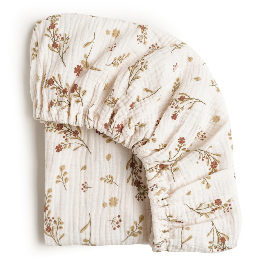 Draps de berceau ajustés en mousseline pour bébé fille garçon — Monptitlou