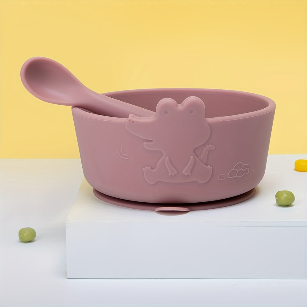 Sets d'alimentation pour enfants : bol et cuillère en silicone avec — Monptitlou
