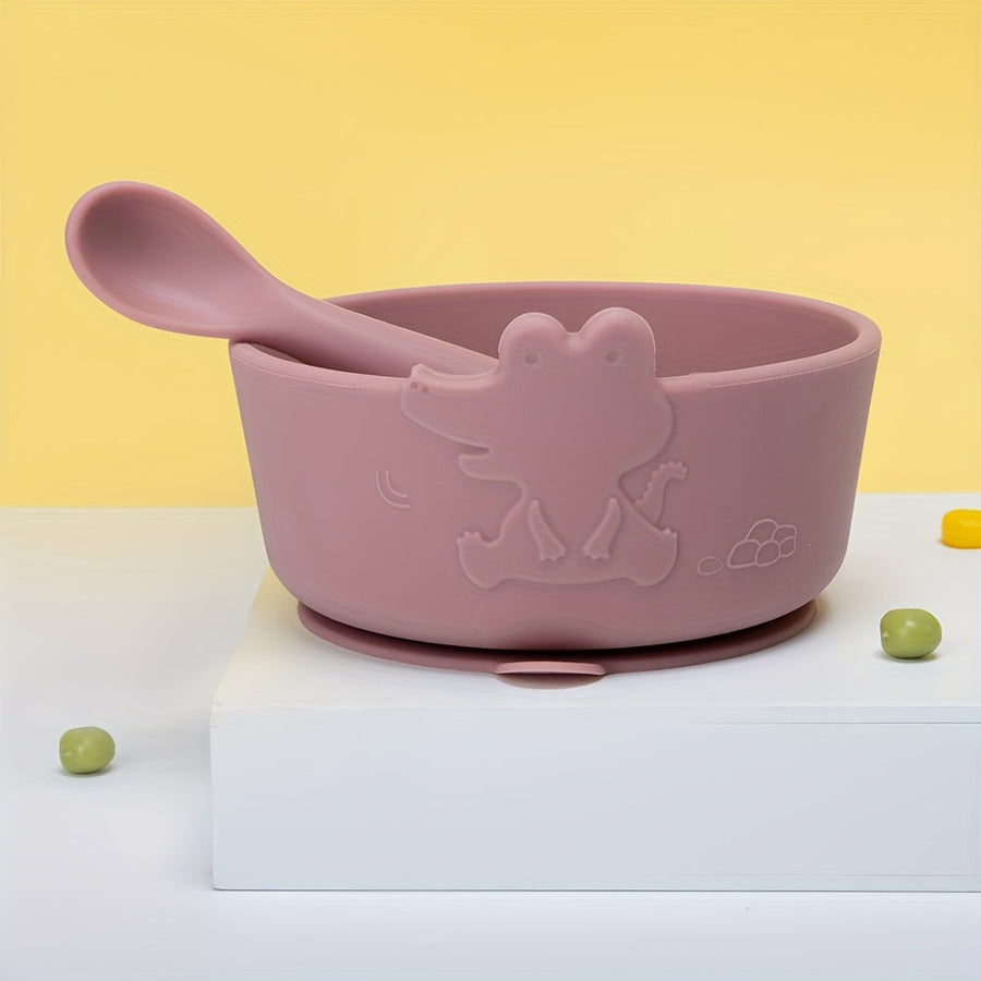Sets d'alimentation pour enfants : bol et cuillère en silicone avec — Monptitlou