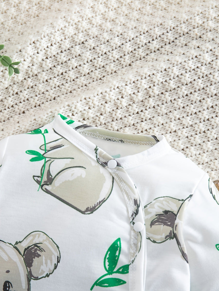Combinaison bébé pieds doux koala feuille verte unisexe 0-9 mois — Monptitlou
