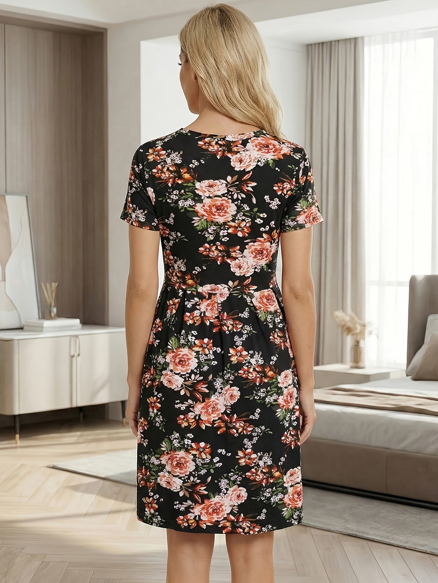 Robe de maternité à manches courtes et col en V printemps-été — Monptitlou
