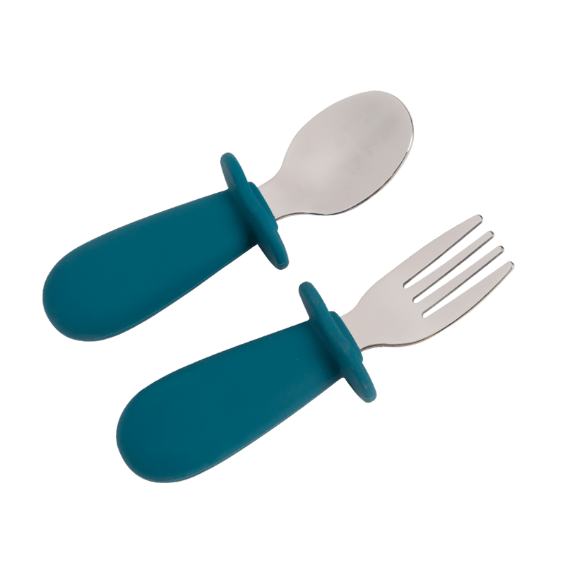 Cuillère et fourchette bébé - couleur unie — Monptitlou