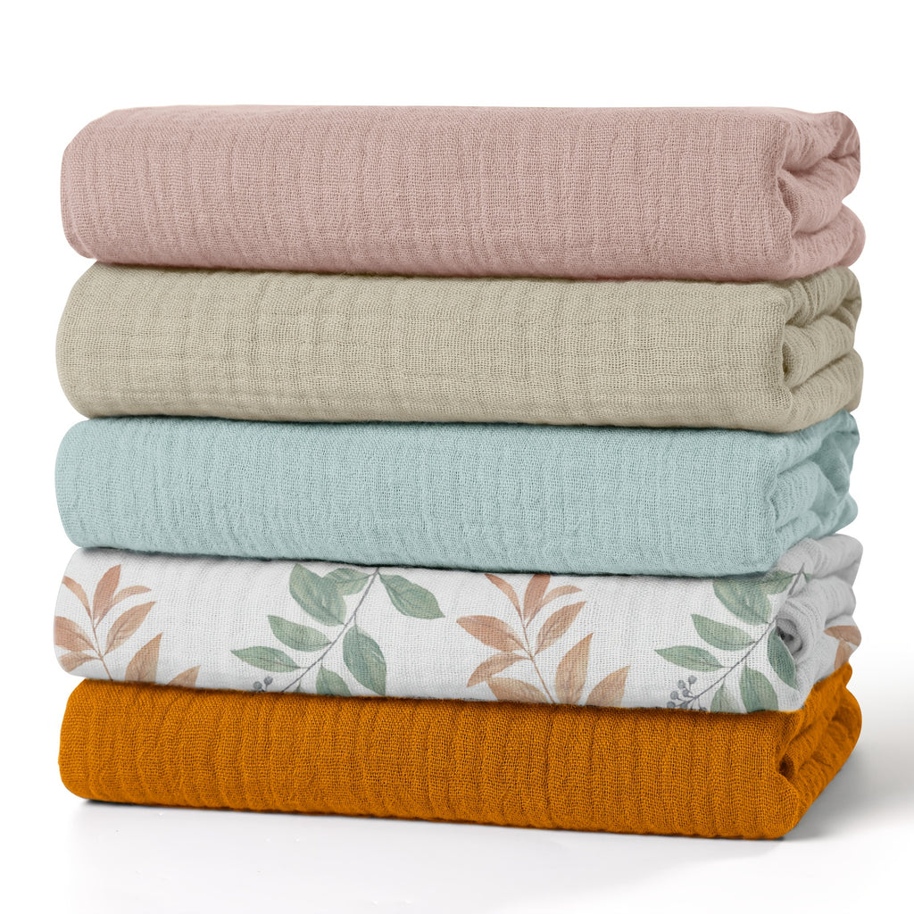 Lot de 5 langes bébé en mousseline, 7 motifs — Monptitlou