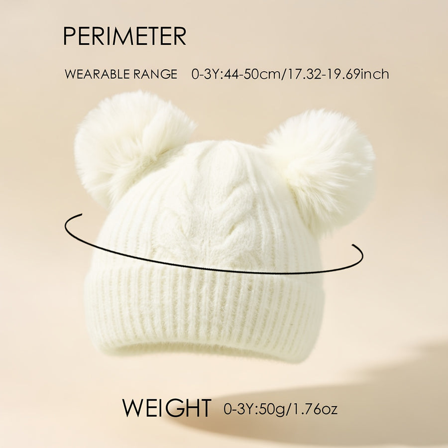Nouveau-né Bébé Petite Fille Bonnet Pom-Pom Chaud Chaleureux Tricot — Monptitlou